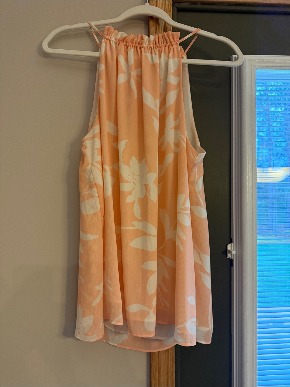 Women’s Peach Floral Halter Neck Tank Top